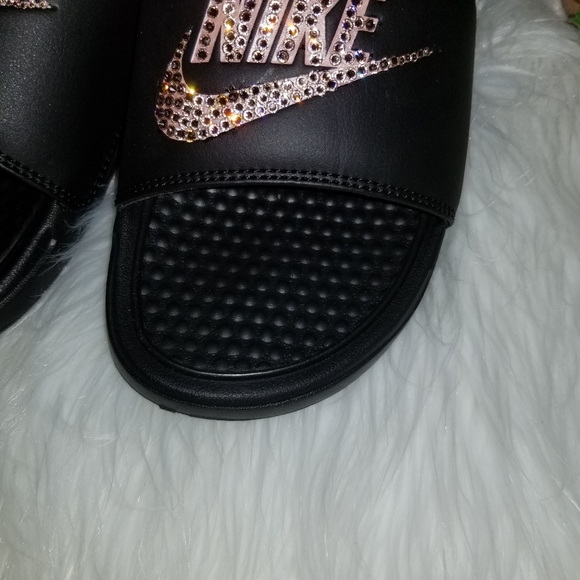 New custom Rose gold bling Nike Slides - Picture 5 of 6